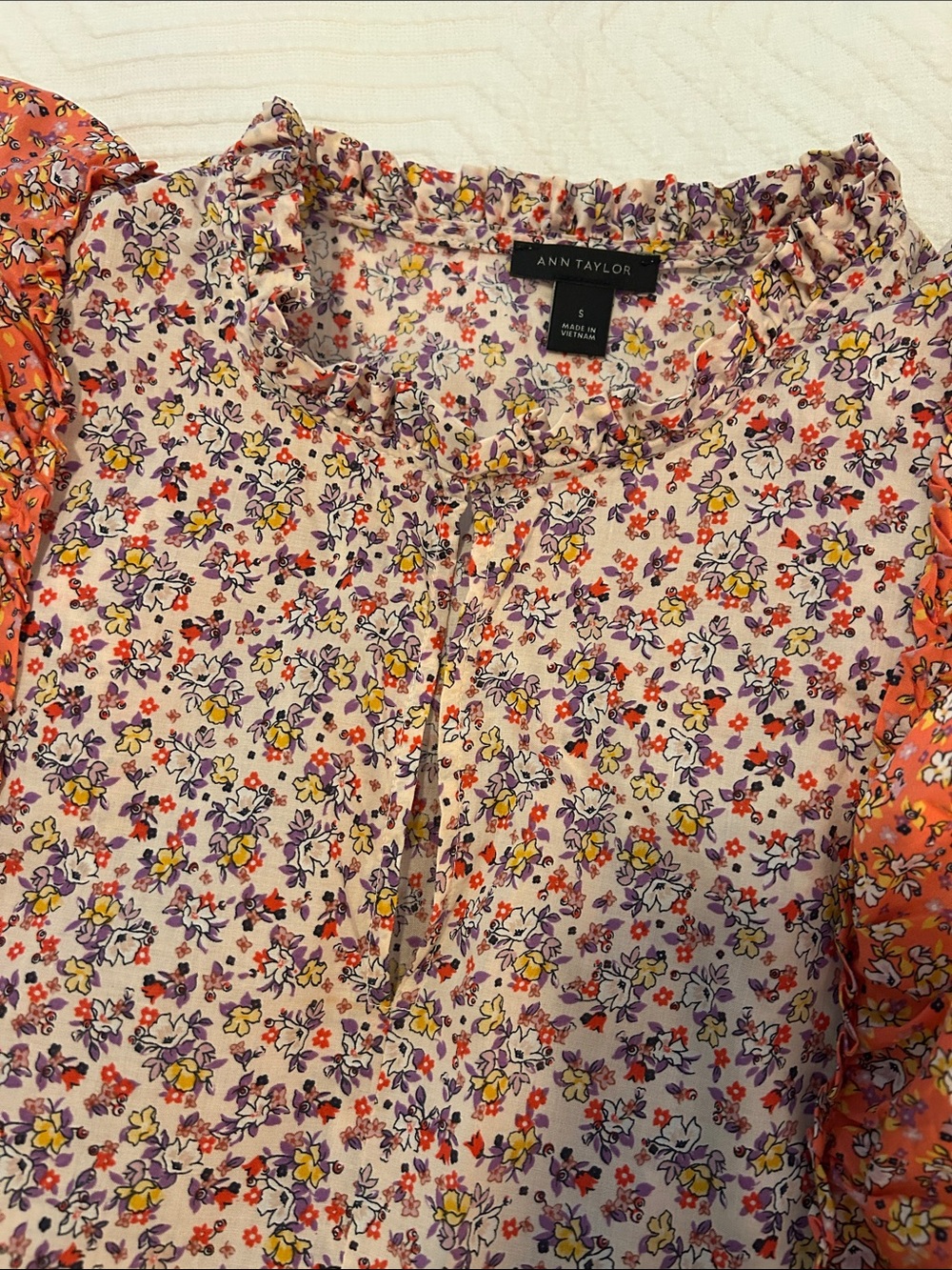 Ann Taylor Floral Ruffle Sleeve Blouse - Picture 2 of 5